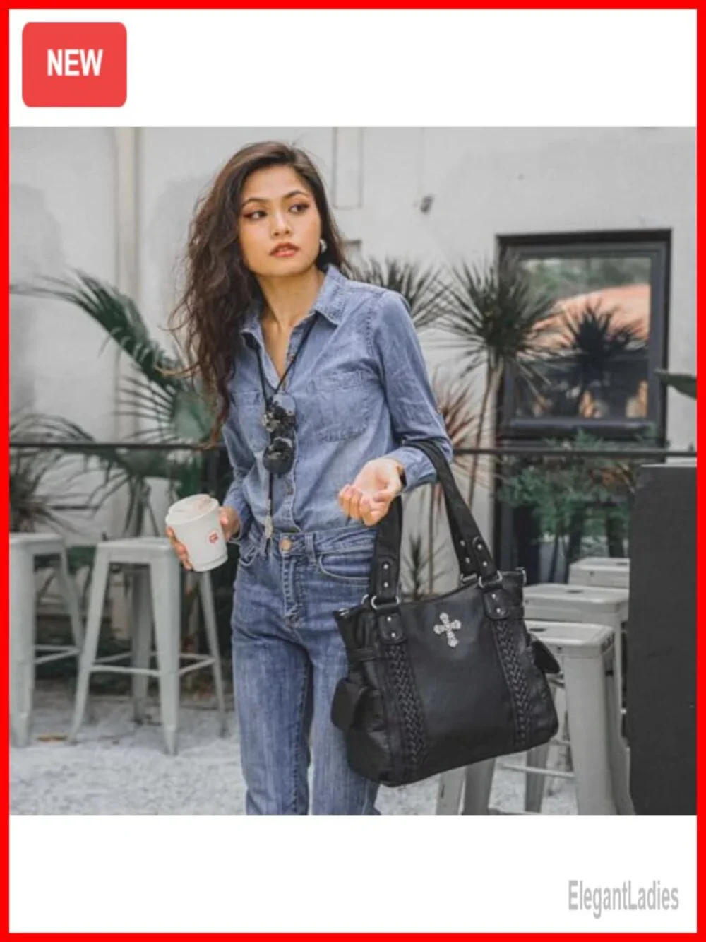 Western Hobo Bag with Crossbody Strap, Faux Leather Tote for Women, Large